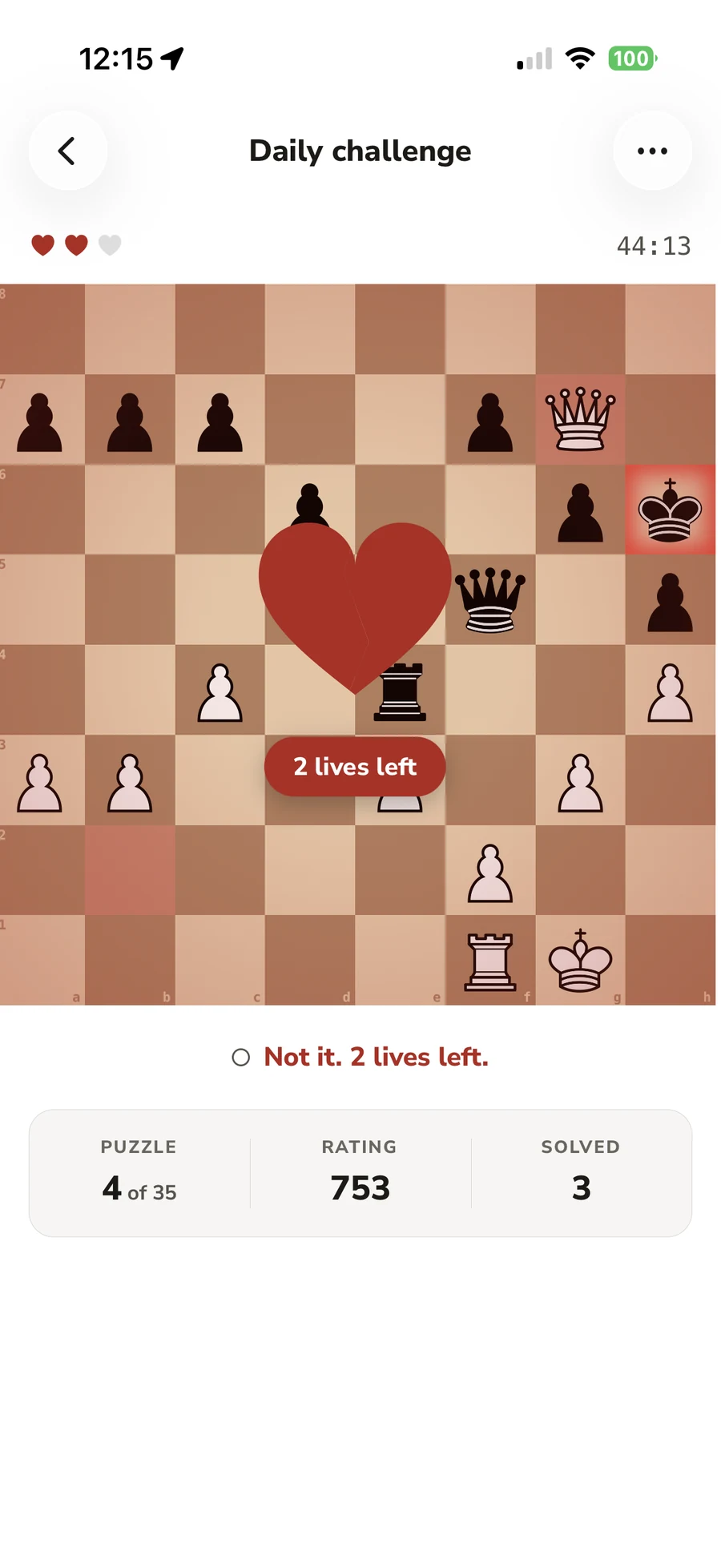 The Daily Puzzle Challenge in the Chess411 app